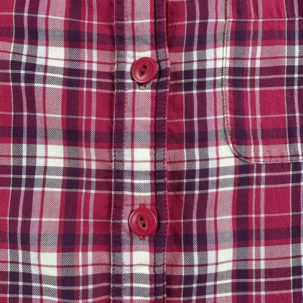 L.L. Bean Women's Pink Plaid Fleece Lined Size Medium Shirt Jacket Shacket‎